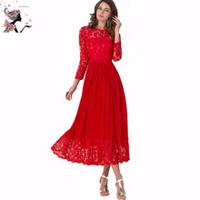 Rote Spitze Mutter der Braut-outfits Drei Viertel für Hochzeit Bodenlangen Abend Brautkleider Online Vestido De Madrinh