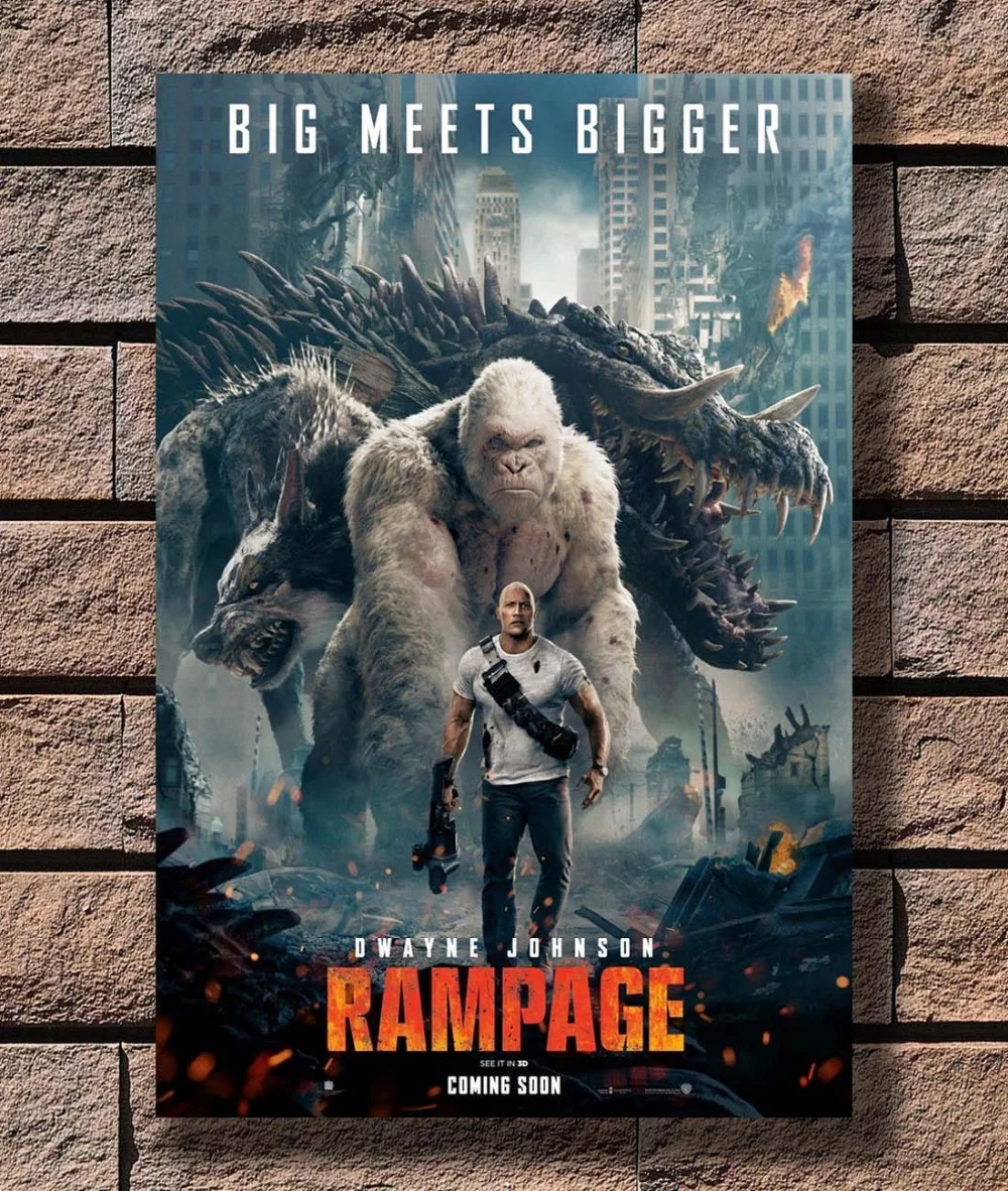 Rampage Poster Dwayne Johnson Muscle NEW 2018 The Rock FREE P+P CHOOSE YOUR SIZE