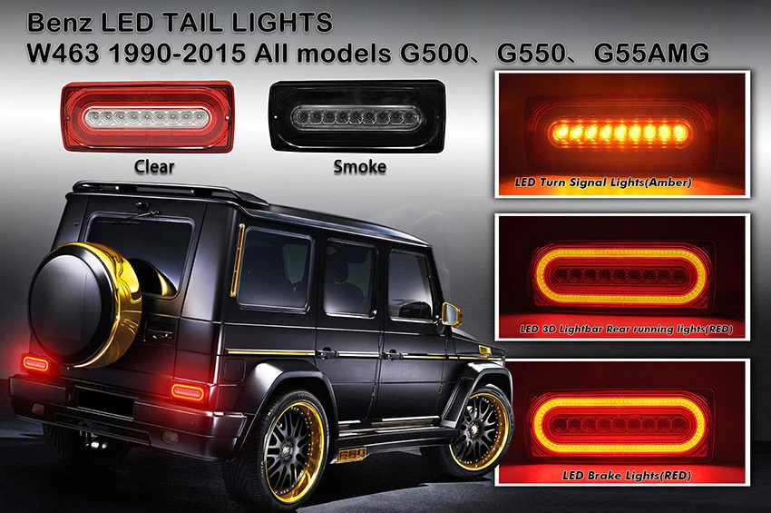 Для G-CLASS W463 G500 G55 AMG G550 90-15 светодиодный задний тормоз Поворотная сигнальная лампа