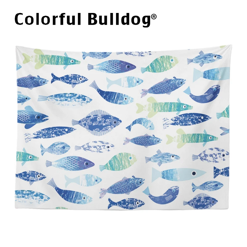 

Personality Animal Plant Tapestry Wall Hanging Pad Fish Bee Pink Whale Wolf Star Sheep Decoration Carpet Yoga Mat for Home Room