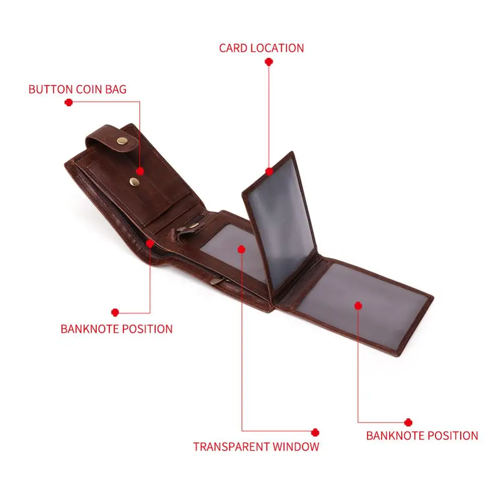 GENODERN Новое поступление винтажные RFID мужские кошельки Hasp функциональный трехскладной кошелек для мужчин большой емкости мужской кошелек