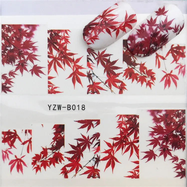 

Nail sticker art decorations maple leaf autumn slider adhesive Water Transfer decals manicure lacquer accessoires polish foil