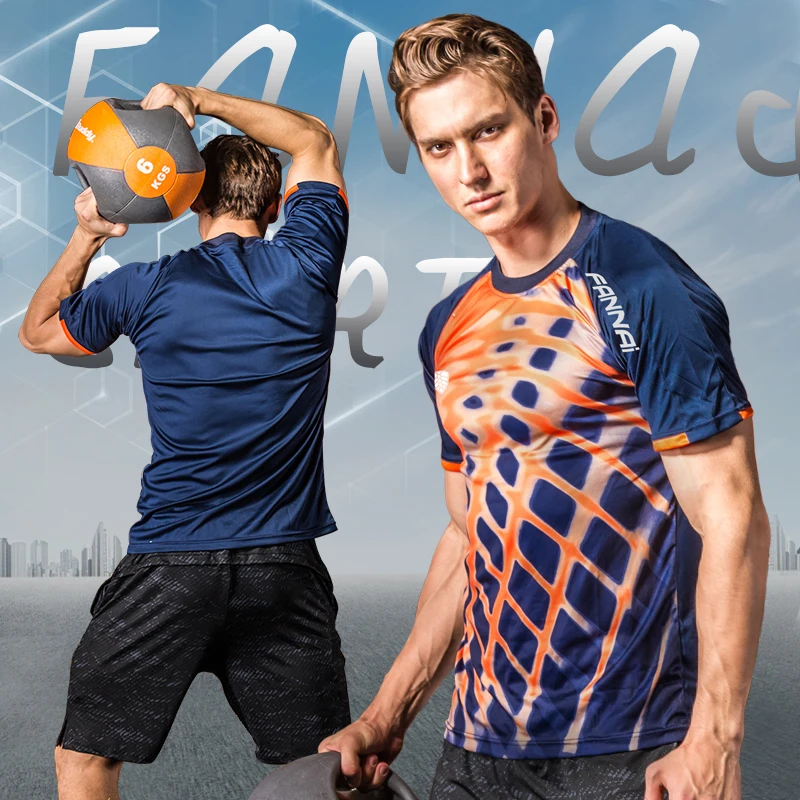 FANNAI Men's Running T-Shirts Fitness Running Shirt Gym Hiking Tennis Quick Dry Sportwears 2Colors667657