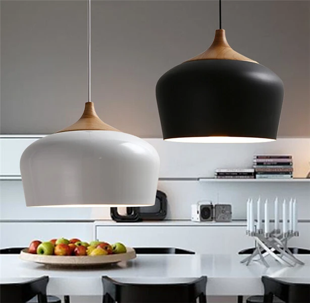 Ikea moderna de aluminio madera de Lustre enciende blanco / negro lámpara colgante cocina lámpara colgante pendente de teto luminaria|light simple|lamp componentlamp post light - AliExpress