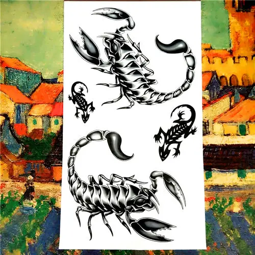 Nu-TATY Deadly Black Scorpion, временная татуировка, боди-арт, флеш-тату, наклейка s 17*10 см, водостойкая, поддельная татуировка, стикер для стайлинга автомобиля - Цвет: Темный хаки