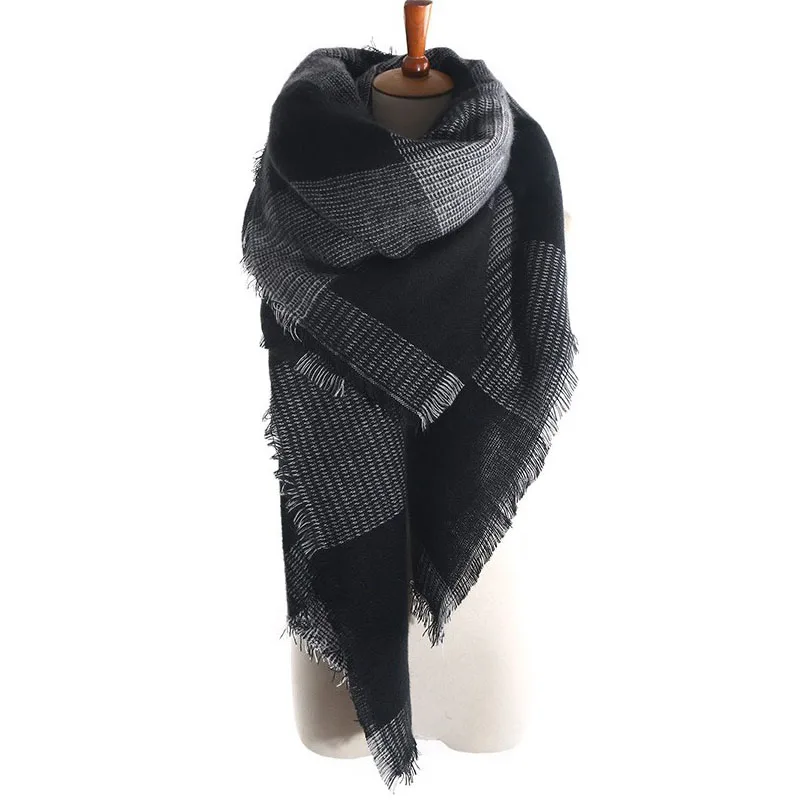 Za arrival wool blend oversized font b tartan b font scarf shawl pashmina plaid checked