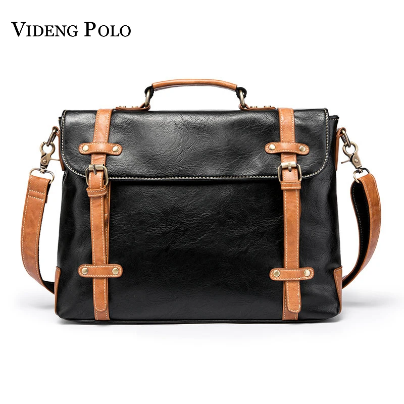 

VIDENG POLO Men's Brand Casual Messenger Bag Leather Crossbody Shoulder Bags Large Capacity Business Briefcases Homme Sacoche