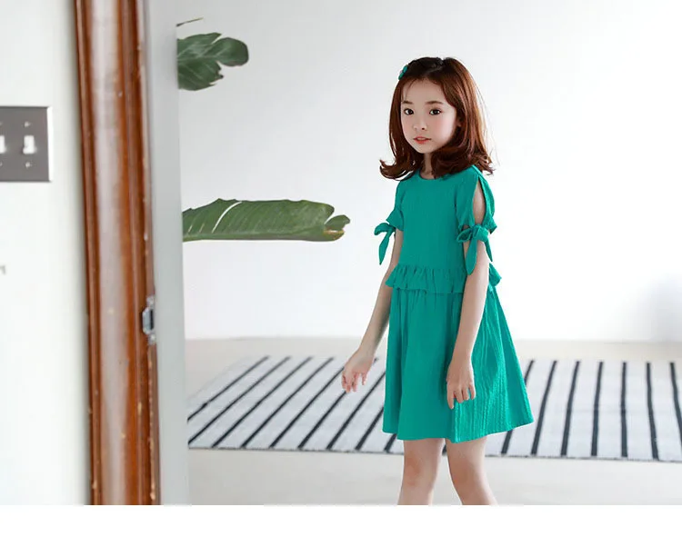 ruffles patchwork little big girl dresses cotton summer 2018 green princess mini kids dresses designs Children Boutique Clothes 5 6 7 8 9 10 11 12 13 14 15 years teenage girls 4 year baby girl dresses  15 years girl dresses (13)