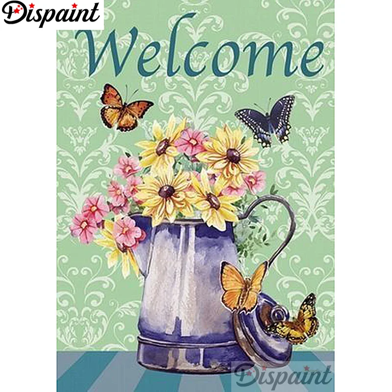 

Dispaint Full Square/Round Drill 5D DIY Diamond Painting "Flower butterfly" 3D Embroidery Cross Stitch Home Decor Gift A12912