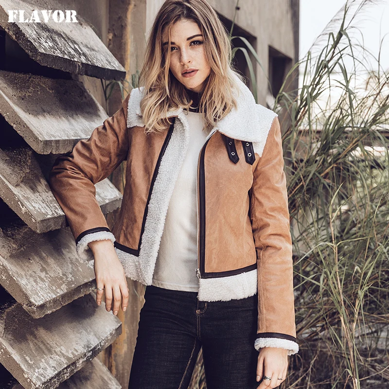 

2017 New Women's Genuine Leather Jacket with Faux fur Shearling Coat female Real Leather Motorcycle Jacket