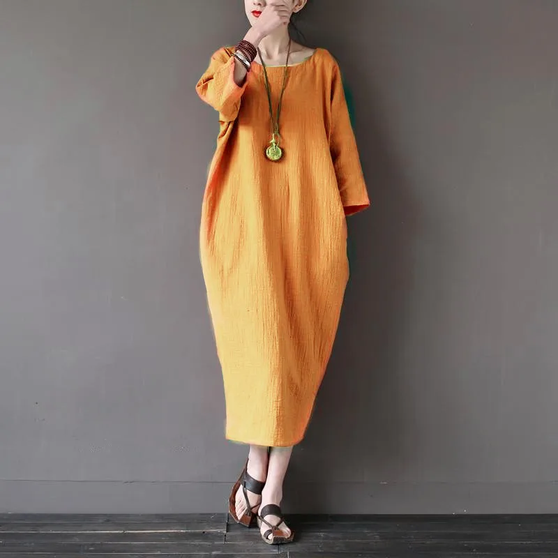 Платье женское длинное из хлопка и льна 11 цветов|dress 2009|dress chicdress up dress |