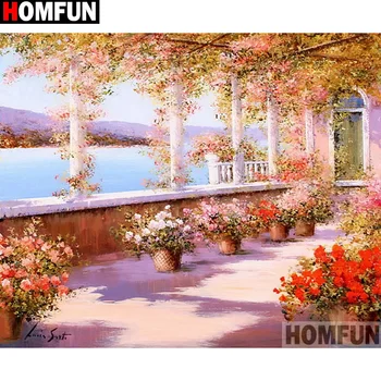 

HOMFUN Full Square/Round Drill 5D DIY Diamond Painting "Flower landscape" Embroidery Cross Stitch 5D Home Decor Gift A17624