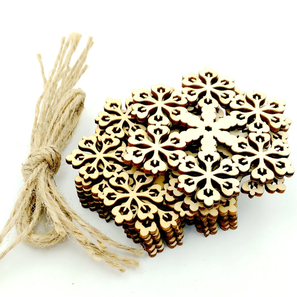 

New Hollow out Pendant Hanging Snowflake Log Wood Chip Art Craft Decoration Gifts Embellishment Christmas Party Non-toxic Newest