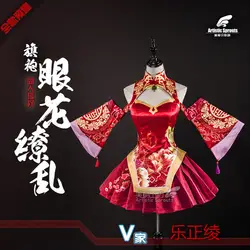 Новинка! VOCALOID Vocaloid Таоюань песня о любви дом танца ослепительно Хацунэ платье Miku Для женщин красный Cheongsam Косплэй костюм