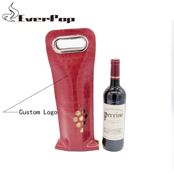 

5pcs Custom Logo PU Materials Wine Packaging Bag Black Red Wine Bottle Carry Gift Bag