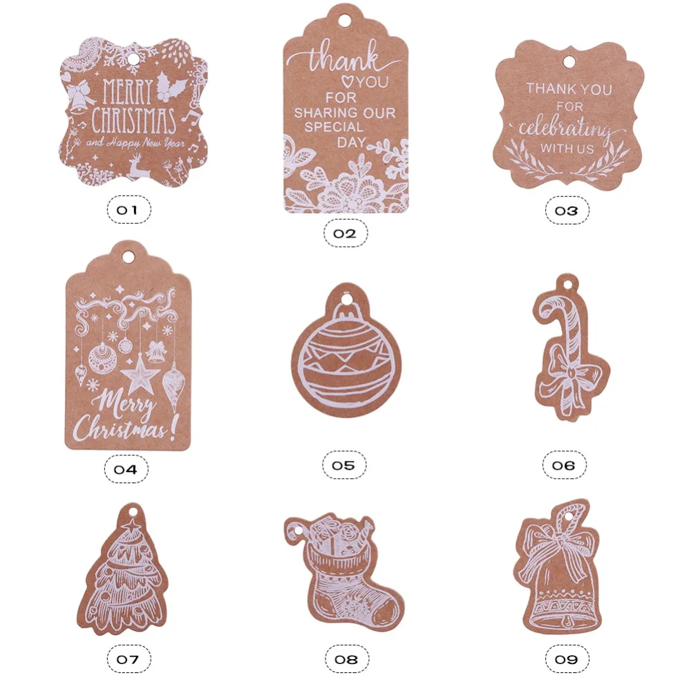 50pcs new creative different shape christmas tag kraft gift tag shape