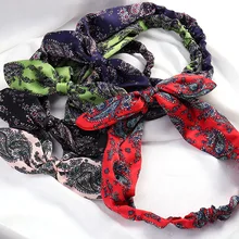 1 шт. повязка для волос для девочки шелковая атласная ткань Amoeba старинный фарфор высококачественные заячьи ушки лента для волос, Бабочка повязка на голову G0407