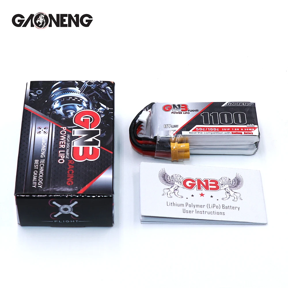 2 шт Gaoneng 7,6 V 1100Mah 50C 2S HV 4,35 V Lipo батарея XT30 XT60 JST Разъем для RC FPV гоночный Дрон