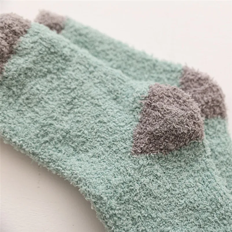 1Pair Fashion socks Women Cotton Socks Ladies Thicker Anti-slip Coral fleece Floor Socks Carpet Socks Colored Ankle Socks S25 (3)