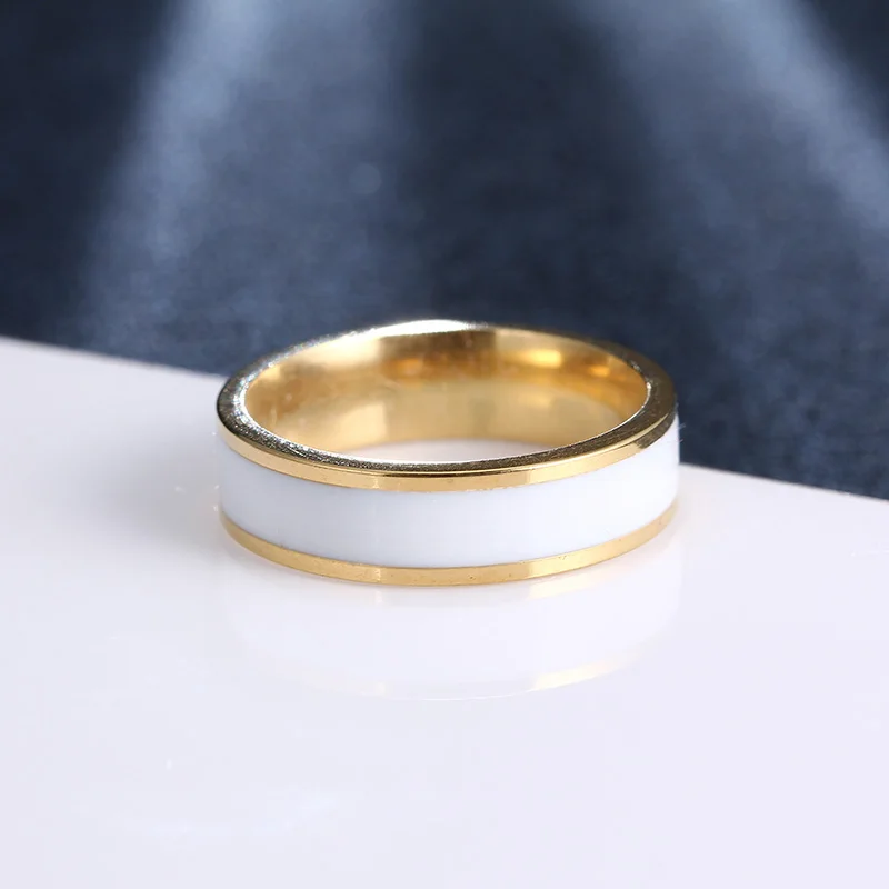 CACANA Stainless Steel Rings For Women Golden White Glue Fashion Jewelry Wholesale NO.R367