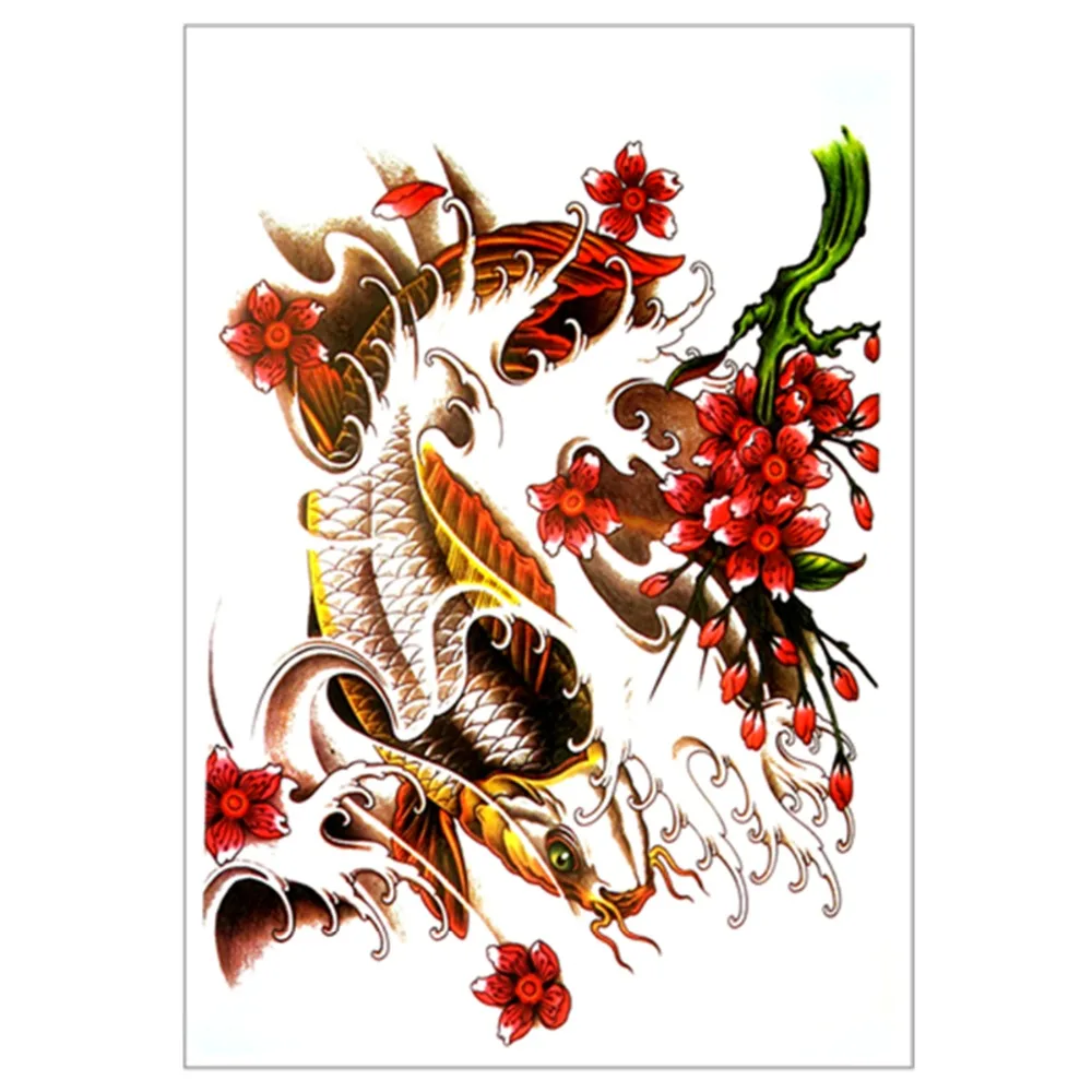 SHNAPIGN Koi safflower китайский стиль Временное боди искусство флэш тату наклейки 21*15 см