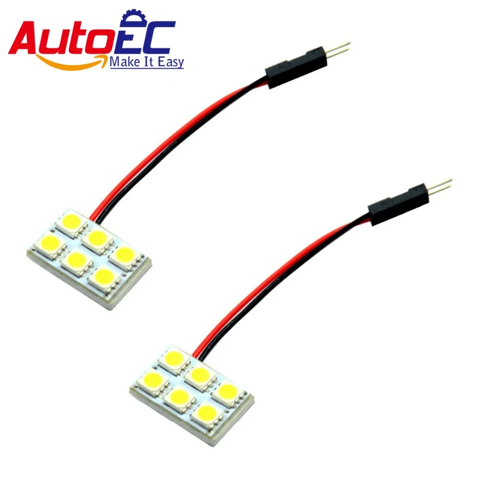 

AutoEC 10X LED T10 Festoon Dome Panel Light 6 SMD 5050 Car Interior Roof Reading lights bulb #LL07