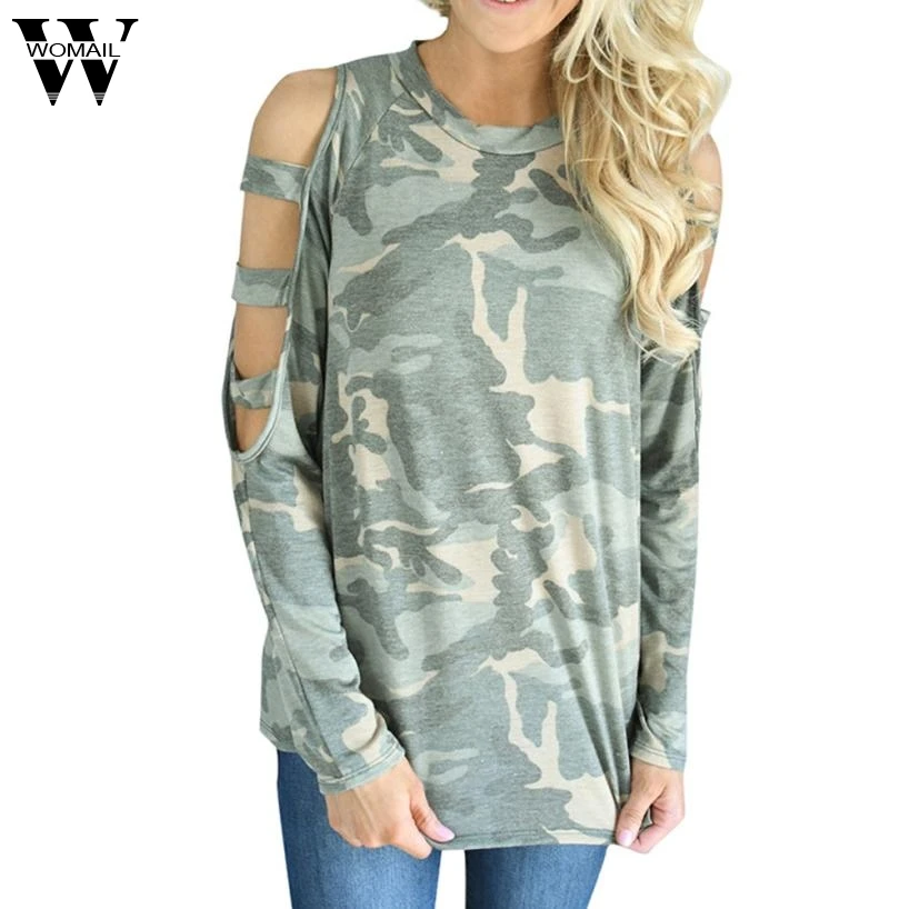 

2017 Autumn ladies camouflage strapless long sleeves Sweatshirt SEP25