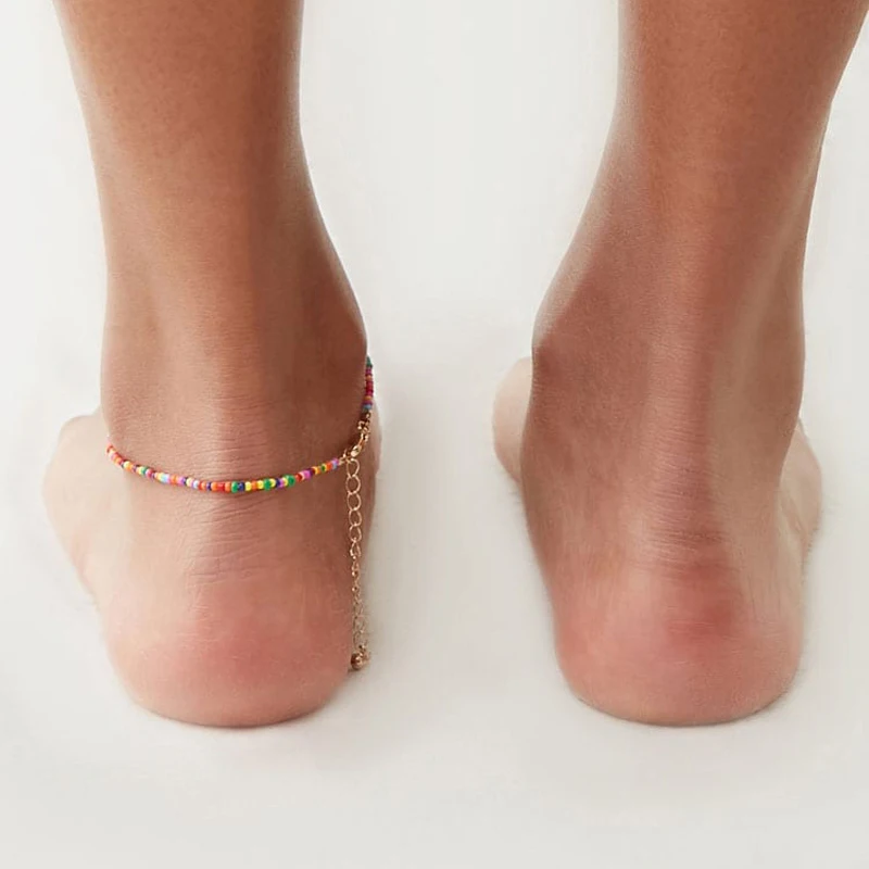 Модные Простые разноцветные бусины подвеска из морской раковины ножной браслет Летний пляж выходные ювелирные изделия аксессуары ножной браслет для женщин