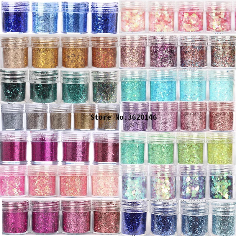 

1Box Mix Chunky Glitter 0.2-2mm Hexagon Nail Gel Flakes Shiny Glitter Sequins Nail Art Tip Decor For DIY Nail Art In 10ml jar