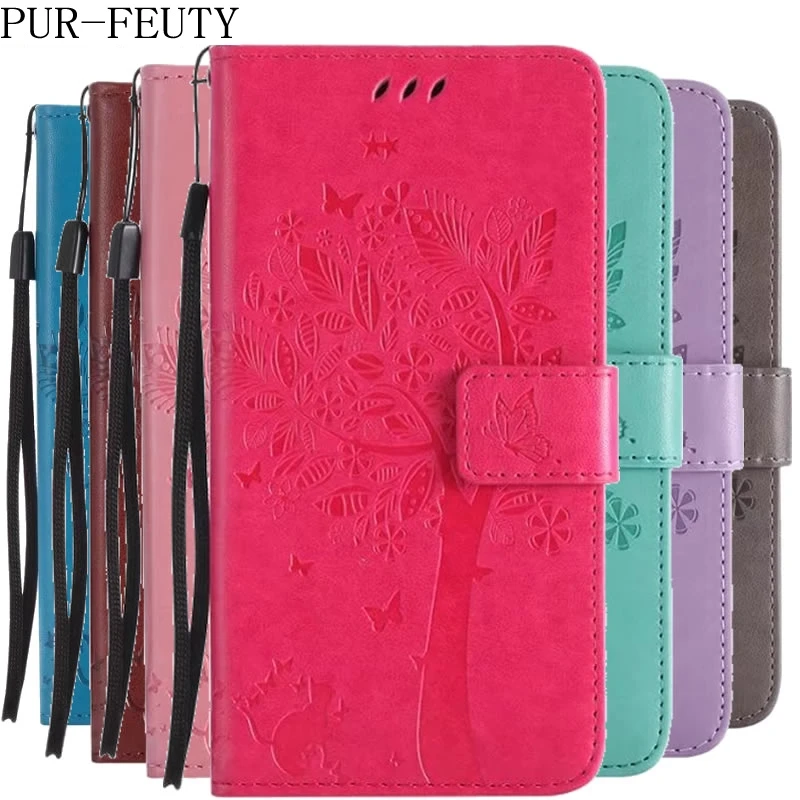 

for Sony Xperia X LTE F5121 F5122 Cases Cat and Tree Embossed Flip Wallet Leather Bags Phone Cover for Sony Xperia X F 5121 5122