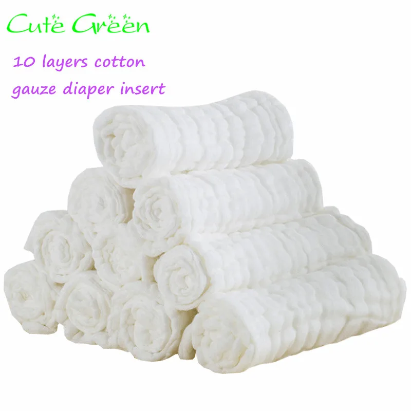 10pc 10 Layers 100 Cotton Gauze Diaper Insert Washable Baby Cloth