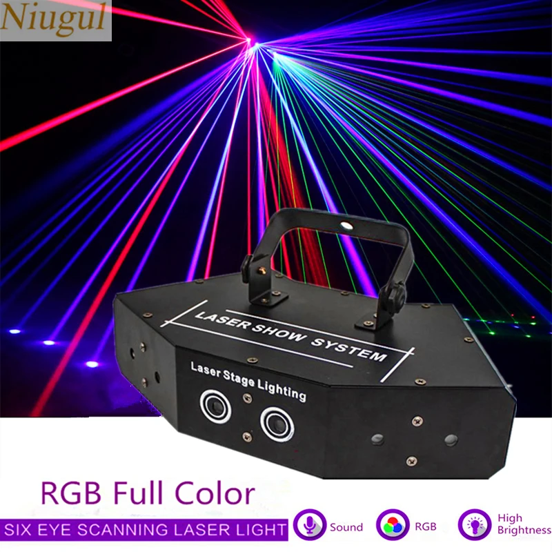 

RGB Full Color 6 Lens Scan Laser Light/DMX512 Beam Effect Stage Scanning Lights/Laser Show System/Bar Disco Laser Stage Lighting
