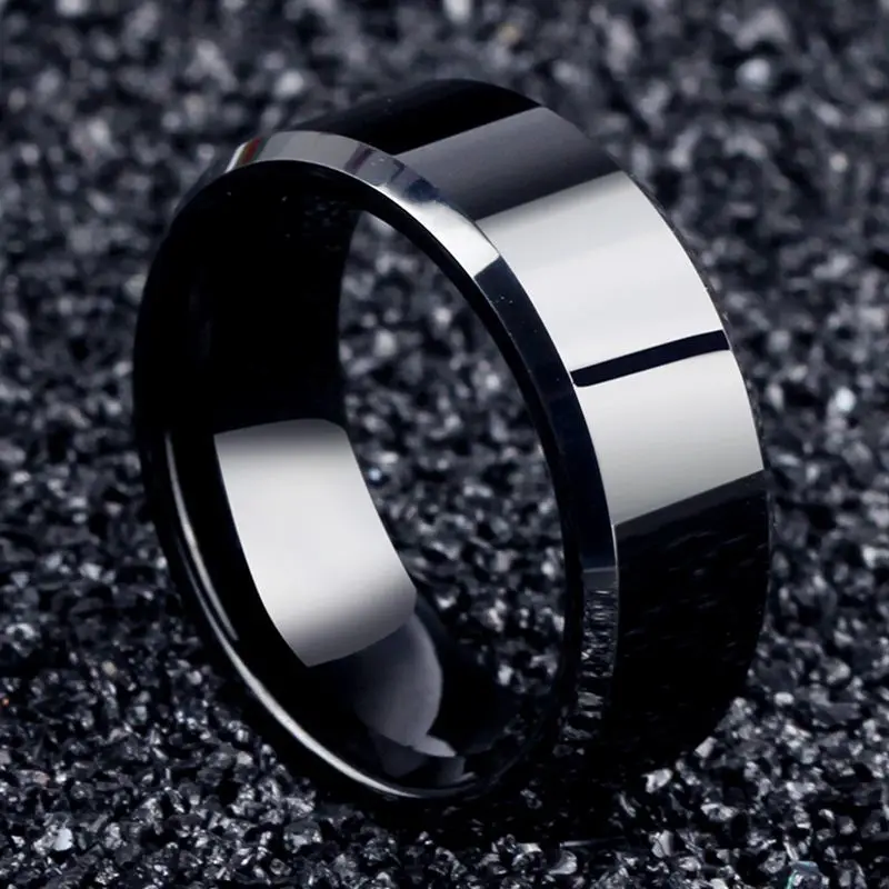 8mm Titanium Men's Rings For Party Jewelry Black