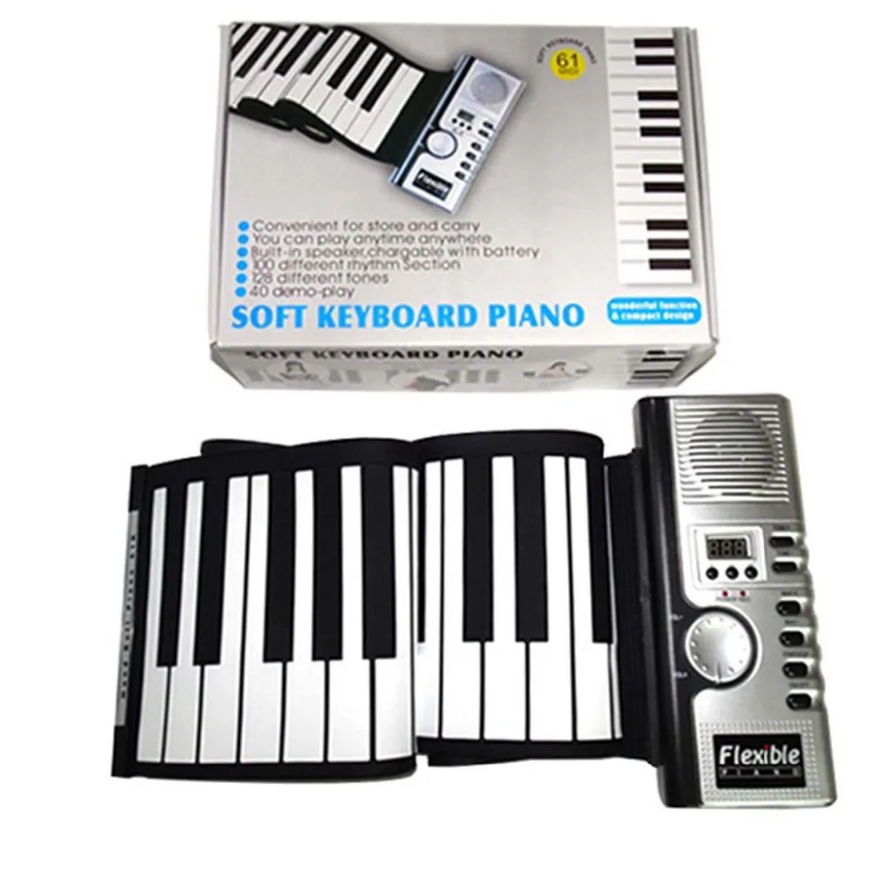 2018 New Soft Keyboard Piano Zebra Portable 61 Keys Universal Flexible Roll Up Electronic Piano
