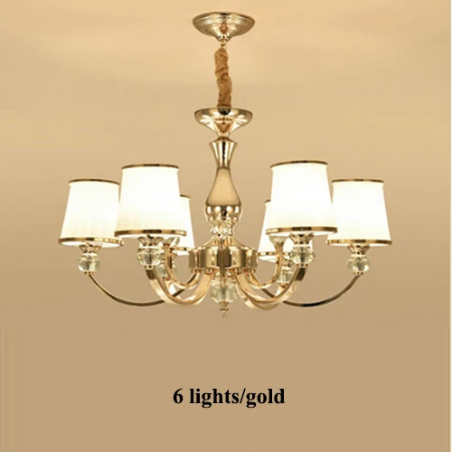 6 lights gold Современные Блестящие Хрустальные светодиодные люстры, освещение для гостиной, хромированная светодиодная подвесная люстра, светильники для столовой, подвесной светильник - Цвет абажура: 6 lights gold