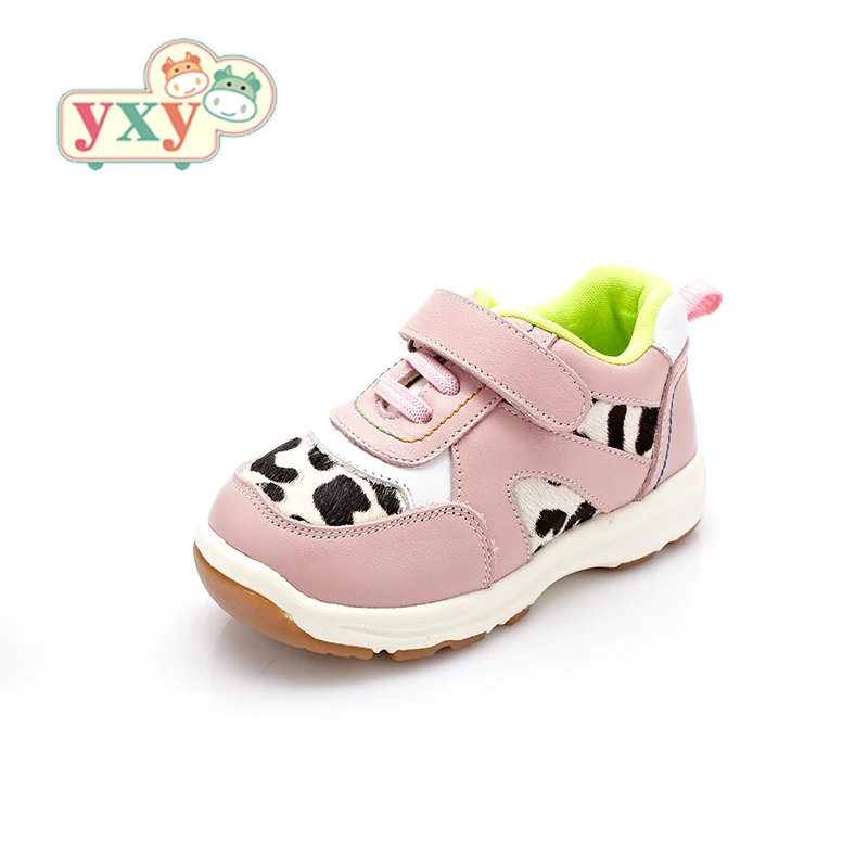 YXY 2019 الربيع الخريف الاطفال الصبي الفتيات ليوبارد حذاء كاجوال جلد طبيعي تشغيل الأطفال تنفس أحذية في الهواء الطلق