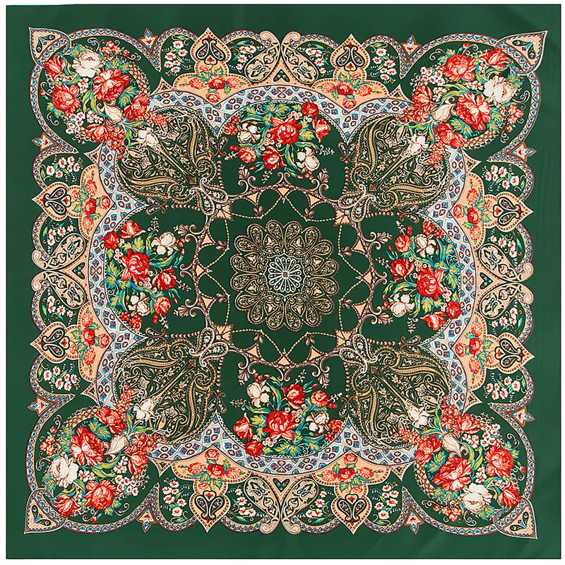 POBING шелковый шарф женские квадратные шарфы богемные геометрические цветы бандана женский Шелковый платок хиджаб Леди Bufandas