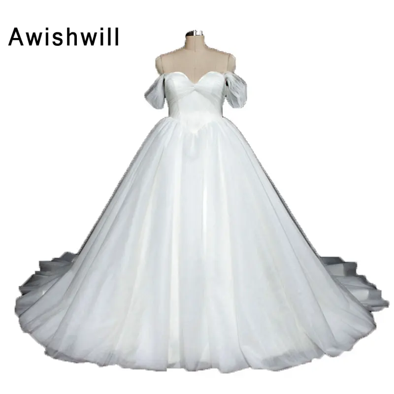 Real Picture Off The Shoulder White font b Wedding b font Dress Ball font b Gown