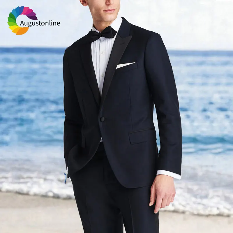 Black Men Suits for Wedding Custom Made Groom Tuxedo Man Suits Regular Fit Best Man Blazers 2 Piece Jacket Pants Terno Masculino