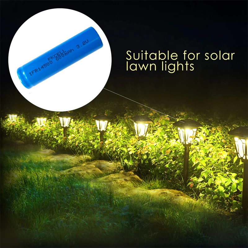 4x PKCELL Lifepo4 3 2 V 14500 перезаряжаемая литий ионная батарея AA 600MAH IFR14500 для панели