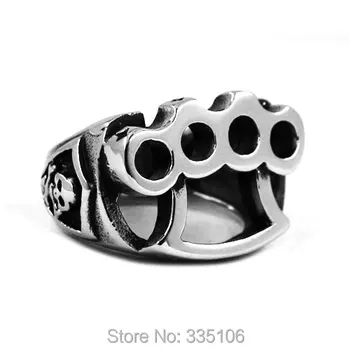 

Free Shipping! Skull Knuckles Boxing Glove Biker Ring Stainless Steel Jewelry Classic Motor Biker Men Ring Wholesale SWR0436