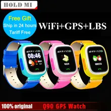Free Shipping Q90 GPS Phone Positioning Fashion Children Watch 1.22Inch Color Touch Screen WIFI SOS Smart Watch Baby Q80 Q50 Q60