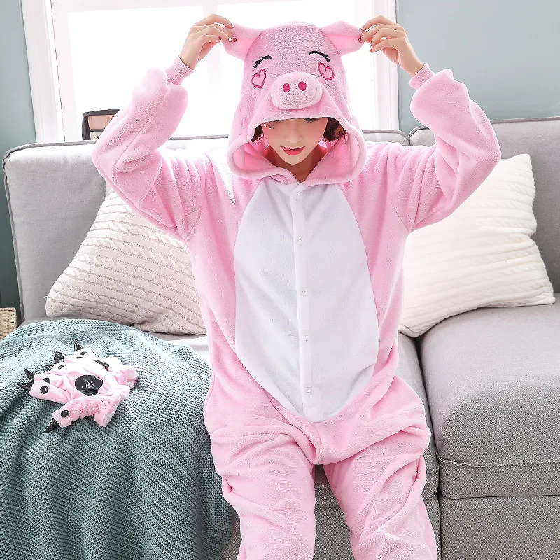 Cute Pink Pig Women Pajamas Onesies For Night-suit Set At Home Party Adult Kigurumi For Halloween Cosplay Siamese Costume (3)