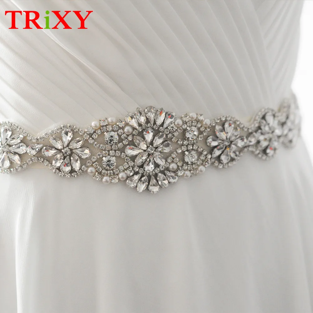 TRiXY S161A Роскошный горный хрусталь свадебное с жемчужными бусинами ремни