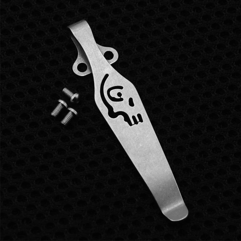

1PC Hot Design Skull Diy Knife Material TC4 Titanium Alloy Knife Back Clip Belt Flashlight K Sheath Tool Pocket Clip Accessories