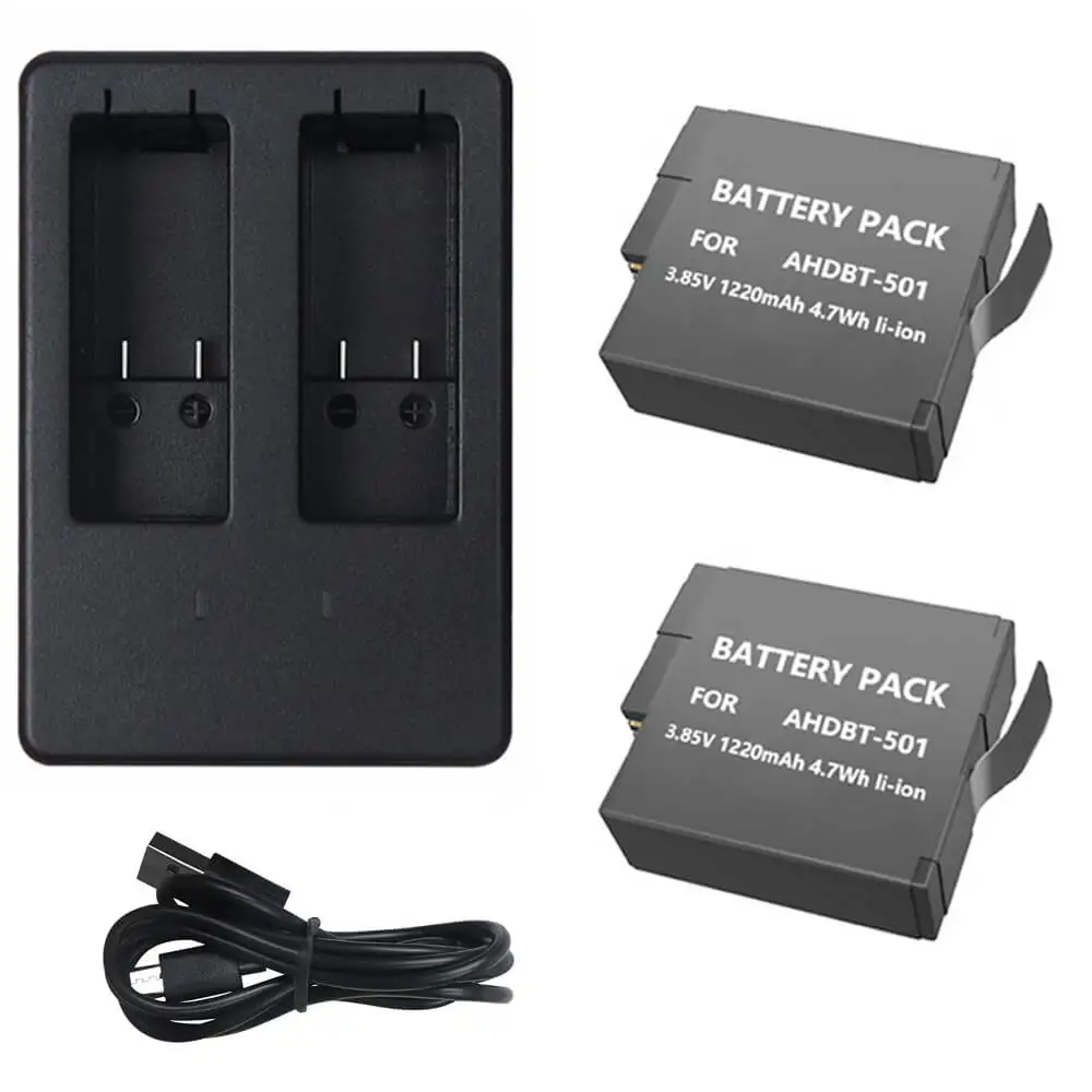 Dual Battery Charger For GoPro Hero5Hero6+2PCS AHDBT-501 AHDBT501 Battery Pack For GoPro Hero 5 GoPro Hero 6 Black Accessories (12)