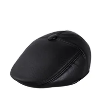 SQTEIO береты из искусственной кожи осень зима теплая Защита уха шеи для мужчин кепки берет козырек плоский таксистка Newsboy унисекс