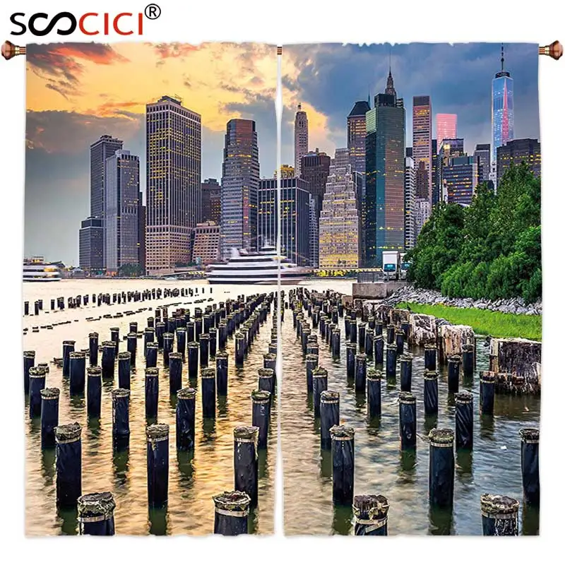 Gordijnen Behandelingen 2 Panelen, Cityscape New York Stedelijke ... Gordijnen Behandelingen 2 Panelen, Cityscape New York Stedelijke ...
