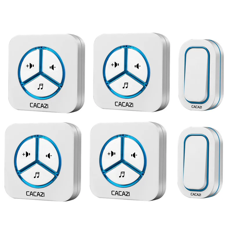 

CACAZI doorbell 280M remote AC 110-220V US/EU/UK Plug 2 waterproof buttons+4 receivers Wireless Door bell 48 rings door chime