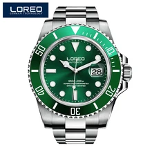 LOREO 200m Waterproof Diver Watch Full steel Dress Watches Man Business Fashion Casual Automatic Mechanical Watch luxury brand loreo mens watches top brand luxury business automatic mechanical watch men sport submariner waterproof 200m steel clock 2018